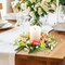 8 Pieces Mini Candle Wreaths Lavender Rose Hydrangea Spring Artificial Candle Rings Wedding Centerpieces for Tables Pillars Spring Summer Wreath